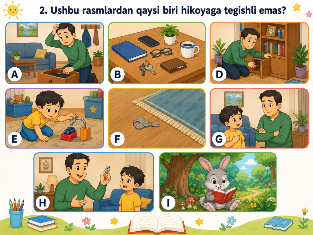 Yo'qolgan kalit — rasmli topshiriq